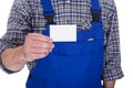 Mature Male Technician Holding Visiting Card