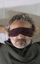 Blindfolded man close up Royalty Free Stock Photo