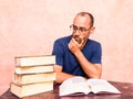 Mature man burdened by how much he must read to learn the world of lawyers and law