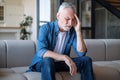 Mature man feeling headache, dizzy or acute migraine Royalty Free Stock Photo