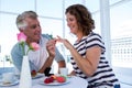 Mature man gifting ring to woman Royalty Free Stock Photo