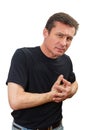 Mature man has a heart attack of pain Royalty Free Stock Photo