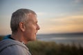 Mature man outdoors at sunset Royalty Free Stock Photo