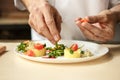 Mature man professional chef cooking meal indoors Royalty Free Stock Photo