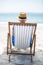 Mature man relaxing on a deck chair Royalty Free Stock Photo