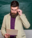 Mature man at school. back to school. smart and intelligent look. informal education. chemistry concept. science is Royalty Free Stock Photo