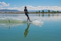 Mature Man Slalom Water Skiing