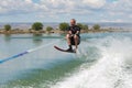 Mature Man Slalom Water Skiing