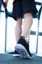 Mature man in sportswear exercising on treadmill in gym Royalty Free Stock Photo