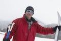 Mature Man Standing With Ski And Poles Royalty Free Stock Photo