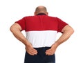 Mature man suffering from backache on background Royalty Free Stock Photo