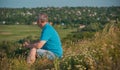 Mature man thinking about something, concept of age Royalty Free Stock Photo