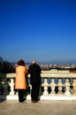 A mature married couple admiring the beautiful view