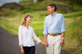 Mature middle age couple in love walking Royalty Free Stock Photo