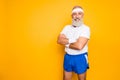 Mature modern cool grey haired macho competetive pensioner grand Royalty Free Stock Photo