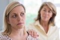 Mature Mother Concerned About Adult Daughter At Home