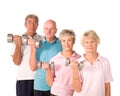 Mature older people lifting weights Royalty Free Stock Photo
