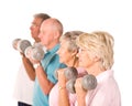 Mature older people lifting weights Royalty Free Stock Photo