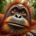 Mature orang-utan peers into viewpoint, in unique portrait