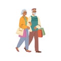 Mature people elder couple on shopping, bags packs