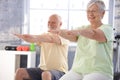 Mature people exercising happily Royalty Free Stock Photo