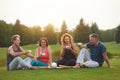 Mature people having tea coversation. Royalty Free Stock Photo