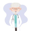 Mature physician with labcoat and stethoscope medical staff professional practitioner cartoon character