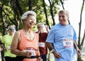 Mature runners running in a race