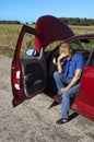 Mature Senior Woman Car Trouble, Road Breakdown Royalty Free Stock Photo