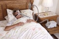 Mature Senior Woman CPAP Sleep Apnea Machine Royalty Free Stock Photo