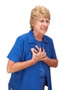 Mature Senior Woman Heart Chest Pains Isolated