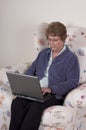 Mature Senior Woman Laptop Computer, Serious Look