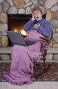 Mature Senior Woman Shock Surprise Laptop Computer Royalty Free Stock Photo