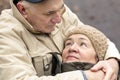 Mature smiling couple in autumn clothes Royalty Free Stock Photo