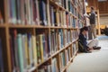 Mature student reading a book Royalty Free Stock Photo