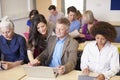 Mature Students In Further Education Class With Teacher Royalty Free Stock Photo