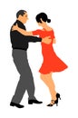 Mature tango dancing people in ballroom night event. Senior dancer party.