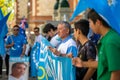 A mature Uyghur men in the pro-Uyghur demonstration in Adelaide, Australia