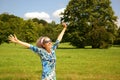 Mature Woman Arms Stretched Out Nature Summer Royalty Free Stock Photo