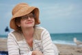 Mature woman at the beach Royalty Free Stock Photo