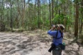 Mature woman birdwatching Royalty Free Stock Photo