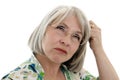 Mature woman confused Royalty Free Stock Photo