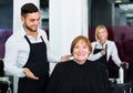 Mature woman contented haircut