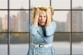 Mature woman in full desperation. Royalty Free Stock Photo