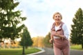 Mature woman jogging. Active lifestyle Royalty Free Stock Photo