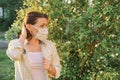 Mature woman in medical mask, allergy season Royalty Free Stock Photo