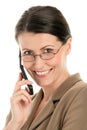 Mature woman with mobile phone Royalty Free Stock Photo