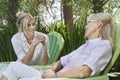 Mature woman and mother having a quality time at park