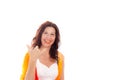 Mature woman showing Hawaiian Shaka hand sign Royalty Free Stock Photo