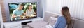 Woman Watching Television At Home Royalty Free Stock Photo